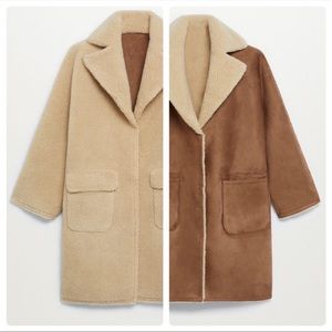 NWOT Mango Faux Shearling Reversible Coat